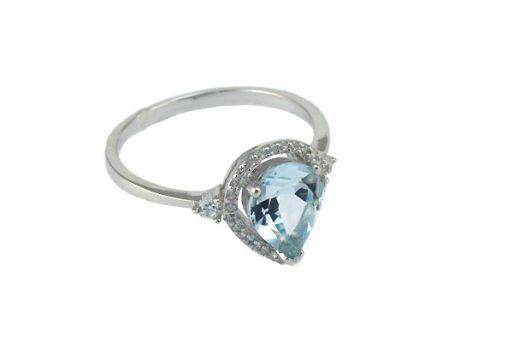 Серебряное кольцо с топазом и фианитами 52945 купить в магазине Самоцветы мира