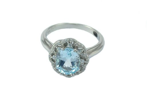 Серебряное кольцо с топазом и фианитами 52950 купить в магазине Самоцветы мира