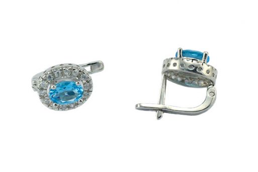 Серебряное кольцо с топазом и фианитами 52964 купить в магазине Самоцветы мира