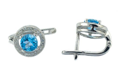 Серебряное кольцо с топазом и фианитами 52966 купить в магазине Самоцветы мира