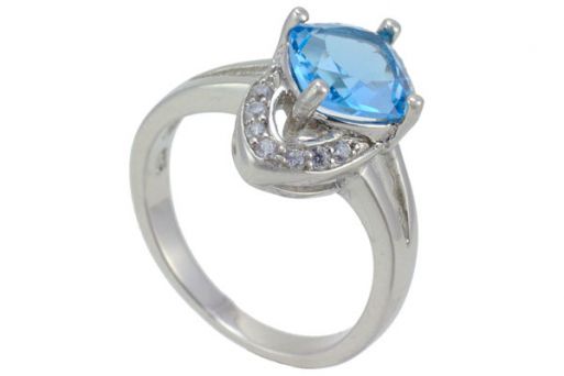 Серебряное кольцо с топазом и фианитами 52970 купить в магазине Самоцветы мира