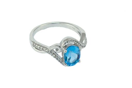 Серебряное кольцо с топазом и фианитами 52973 купить в магазине Самоцветы мира