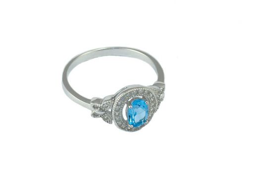 Серебряное кольцо с топазом и фианитами 52977 купить в магазине Самоцветы мира