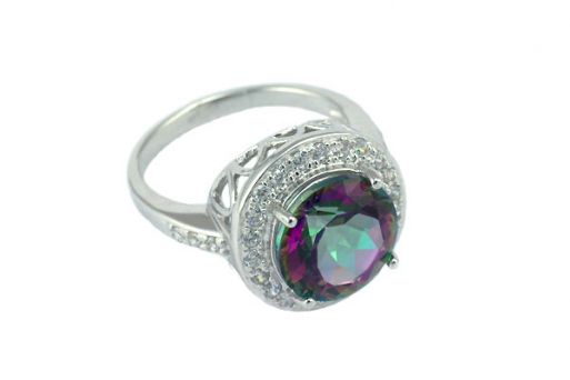 Серебряное кольцо с топазом и фианитами 53080 купить в магазине Самоцветы мира