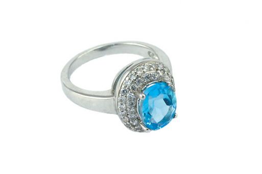 Серебряное кольцо с топазом и фианитами 53084 купить в магазине Самоцветы мира