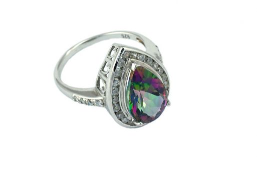 Серебряное кольцо с топазом и фианитами 53103 купить в магазине Самоцветы мира
