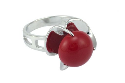Серебряное кольцо с кораллом 53204 купить в магазине Самоцветы мира
