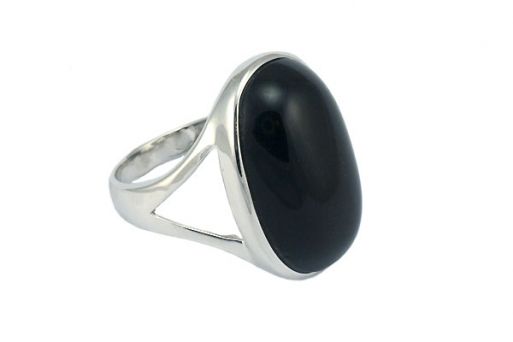 Серебряное кольцо с чёрным агатом 53355 купить в магазине Самоцветы мира