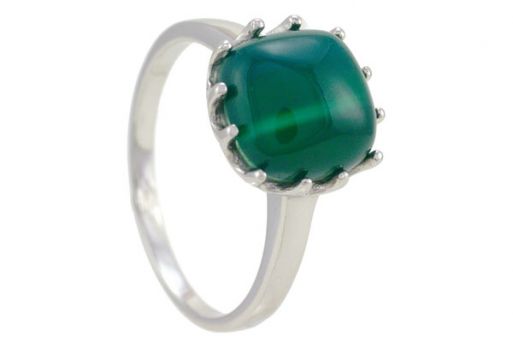 Серебряное кольцо с зелёным агатом 53492 купить в магазине Самоцветы мира
