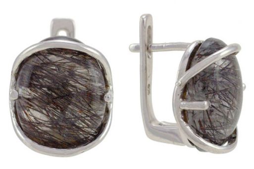Серебряные серьги с  кварцем и турмалином 53724 купить в магазине Самоцветы мира