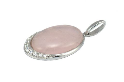 Кулон из серебра 925 пробы с розовым кварцем.