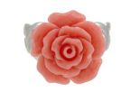 Кольцо из серебра с кораллом розовым цветок 15 мм 53772