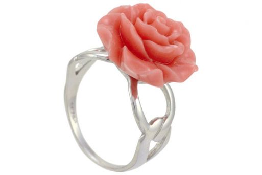 Серебряное кольцо с кораллом 53772 купить в магазине Самоцветы мира