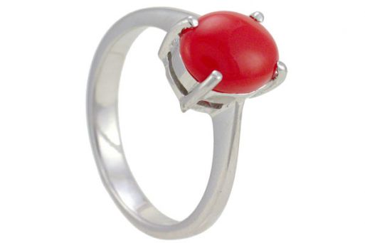 Серебряное кольцо с кораллом 53777 купить в магазине Самоцветы мира