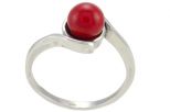 Кольцо из серебра с кораллом красным шар 8 мм капля малая 54232