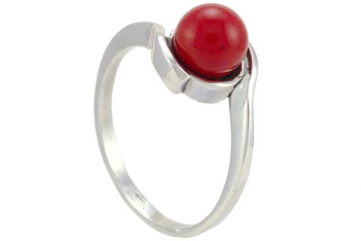 Серебряное кольцо с кораллом 54232 купить в магазине Самоцветы мира