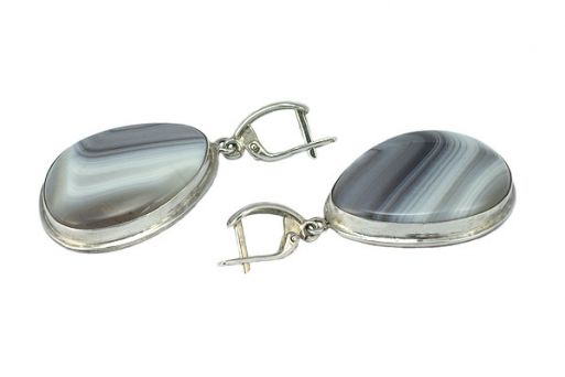 Серебряные серьги с агатом ботсвана 54245 купить в магазине Самоцветы мира