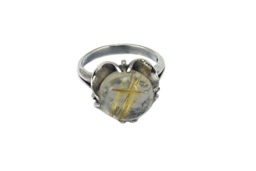 Серебряное кольцо с кварцем волосатиком 54262 купить в магазине Самоцветы мира