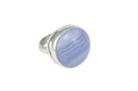 Кольцо из серебра с агатом голубым круг 21 мм 54291