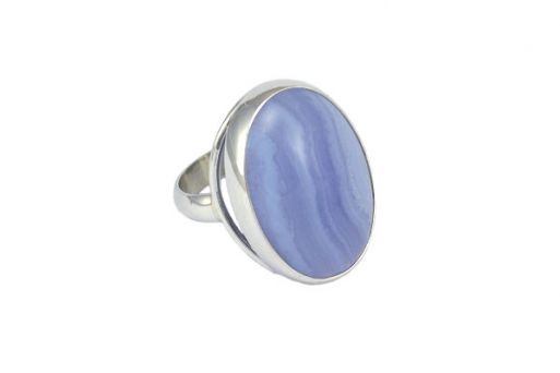 Серебряное кольцо с голубым агатом 54293 купить в магазине Самоцветы мира