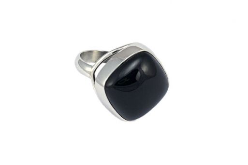 Серебряное кольцо с чёрным агатом 54295 купить в магазине Самоцветы мира