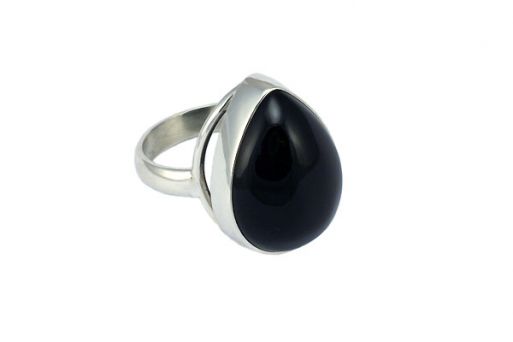 Серебряное кольцо с чёрным агатом 54297 купить в магазине Самоцветы мира