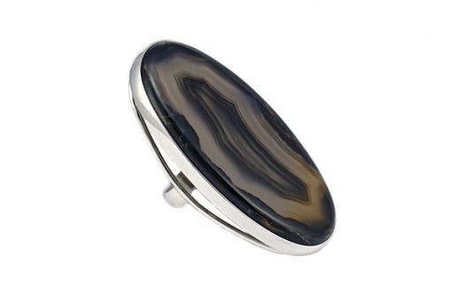 Серебряное кольцо с бразильским агатом 54298 купить в магазине Самоцветы мира