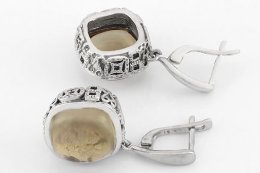 Серебряные серьги с раухтопазом 54416 купить в магазине Самоцветы мира