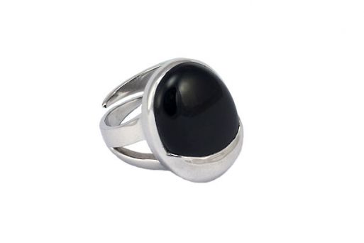 Серебряное кольцо с чёрным агатом 54444 купить в магазине Самоцветы мира