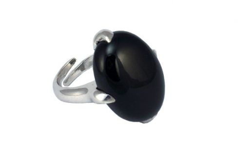 Серебряное кольцо с чёрным агатом 54445 купить в магазине Самоцветы мира