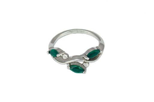 Серебряное кольцо с зелёным агатом 54561 купить в магазине Самоцветы мира