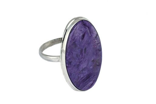 Серебряное кольцо с чароитом 54575 купить в магазине Самоцветы мира