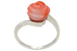 Кольцо из серебра с кораллом розовым роза 10 мм капля 54618
