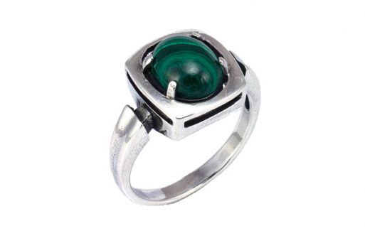 Серебряное кольцо с малахитом 55120 купить в магазине Самоцветы мира