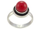 Кольцо из серебра с кораллом красным шар 8 мм кнопка 55129