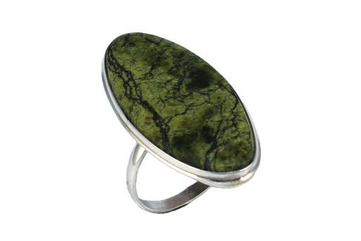 Серебряное кольцо с змеевиком 55139 купить в магазине Самоцветы мира