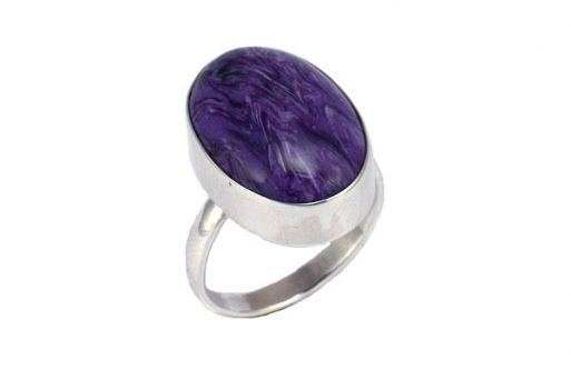 Серебряное кольцо с чароитом 55180 купить в магазине Самоцветы мира