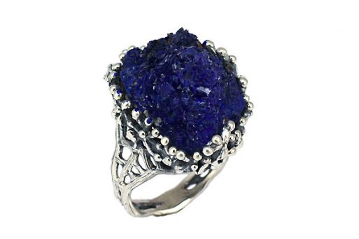 Серебряное кольцо с азуритом 55214 купить в магазине Самоцветы мира