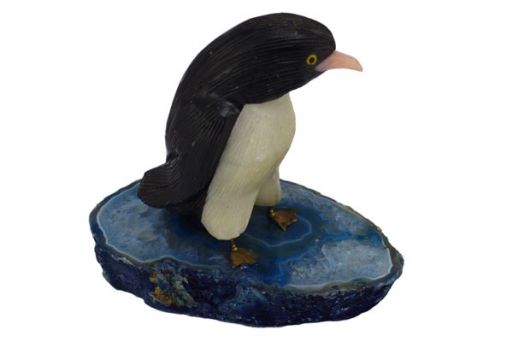 Фигурка пингвин из черного и белого оникса.