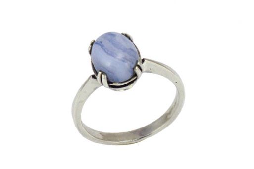 Серебряное кольцо с голубым агатом 55448 купить в магазине Самоцветы мира
