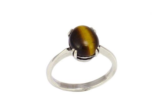 Серебряное кольцо с тигровым глазом 55450 купить в магазине Самоцветы мира