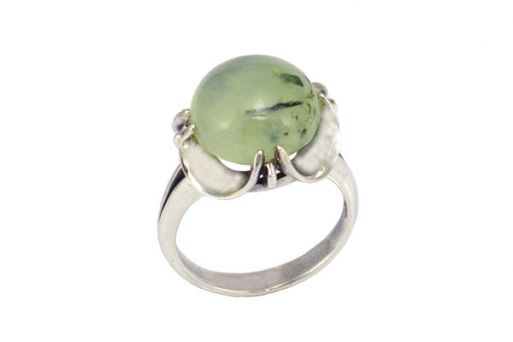 Серебряное кольцо с пренитом 55453 купить в магазине Самоцветы мира