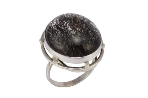 Серебряное кольцо с кварцем и турмалином 55473 купить в магазине Самоцветы мира