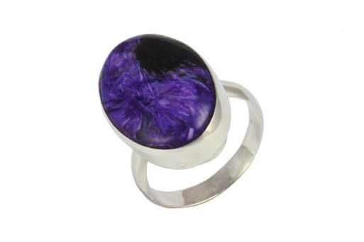 Серебряное кольцо с чароитом 55491 купить в магазине Самоцветы мира