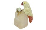 Фигурка попугай из офиокальцита у гнезда. Вес 100-150 гр.