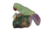 Фигурка попугай из зелёного авантюрина у гнезда. Вес 100-150 гр.