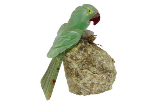 Фигурка попугай из зелёного авантюрина.