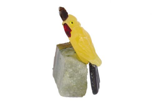 Фигурка попугай с хохолком микро из оникса.