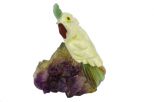 Фигурка попугай с хохолком микро из офиокальцита.Вес 40-60 гр.