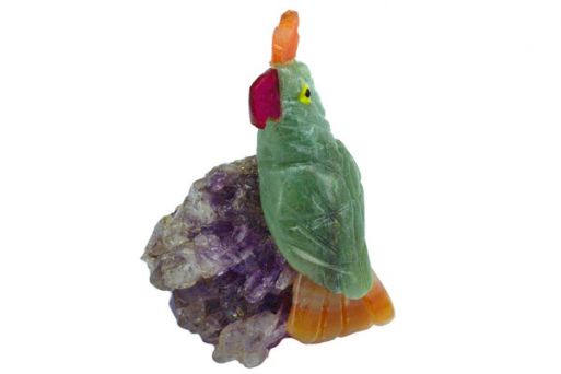 Фигурка попугай с хохолком микро из зеленого авантюрина.